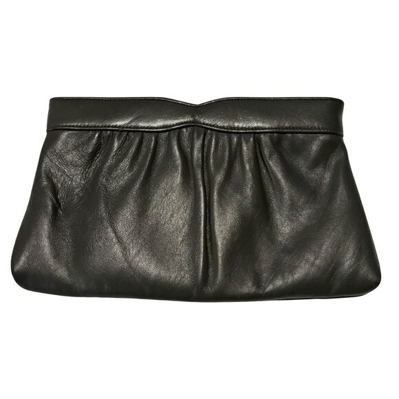 Vintage 1980s Ande Leather Clutch Shoulder Bag Gray - Picture 7 of 13